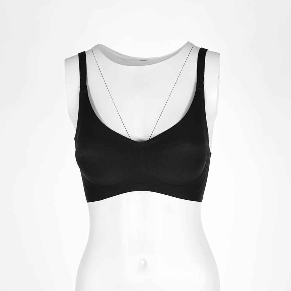Seamless Support Bra Black with buckles